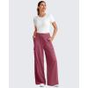image:imageG4Free Chillwhisp Lightweight Wide Leg Cargo Pants Women Elastic Waist Flowy Palazzo Pants for Casual TravelBurgundy