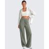 image:imageG4Free Chillwhisp Lightweight Wide Leg Pants Women Front Seam Elastic Waist Flowy Palazzo Pants SummerGray Olive