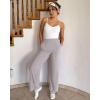 image:imageG4Free Chillwhisp Lightweight Wide Leg Pants Women Front Seam Elastic Waist Flowy Palazzo Pants SummerGrey