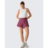 image:imageG4Free Chillwhisp Workout Shorts Women 25 A Line Elastic Waistband with Zipper Pockets for Running Casual SummerDark Burgundy