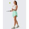 image:imageG4Free Chillwhisp Workout Shorts Women 25 A Line Elastic Waistband with Zipper Pockets for Running Casual SummerMint