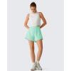 image:imageG4Free Chillwhisp Workout Shorts Women 25 A Line Elastic Waistband with Zipper Pockets for Running Casual SummerMint