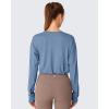 image:imageG4Free Lightbreeze Drawstring Hem Workout Tops Women  UPF 50 UV Shirts Long Sleeve Crop with Thumbholes Loose FitDusty Blue