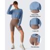 image:imageG4Free Lightbreeze Drawstring Hem Workout Tops Women  UPF 50 UV Shirts Long Sleeve Crop with Thumbholes Loose FitDusty Blue