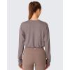 image:imageG4Free Lightbreeze Drawstring Hem Workout Tops Women  UPF 50 UV Shirts Long Sleeve Crop with Thumbholes Loose FitGray Lilac