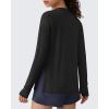image:imageG4Free Lightbreeze Side Slits Workout Long Sleeve Shirts for Women  UPF 50 Crewneck Tops with Thumbholes Loose CasualBlack