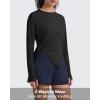 image:imageG4Free Lightbreeze Side Slits Workout Long Sleeve Shirts for Women  UPF 50 Crewneck Tops with Thumbholes Loose CasualBlack
