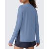 image:imageG4Free Lightbreeze Side Slits Workout Long Sleeve Shirts for Women  UPF 50 Crewneck Tops with Thumbholes Loose CasualDusty Blue