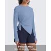 image:imageG4Free Lightbreeze Side Slits Workout Long Sleeve Shirts for Women  UPF 50 Crewneck Tops with Thumbholes Loose CasualDusty Blue