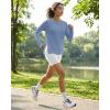 image:imageG4Free Lightbreeze Side Slits Workout Long Sleeve Shirts for Women  UPF 50 Crewneck Tops with Thumbholes Loose CasualDusty Blue