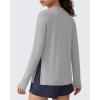 image:imageG4Free Lightbreeze Side Slits Workout Long Sleeve Shirts for Women  UPF 50 Crewneck Tops with Thumbholes Loose CasualSilver Gray