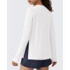 image:imageG4Free Lightbreeze Side Slits Workout Long Sleeve Shirts for Women  UPF 50 Crewneck Tops with Thumbholes Loose CasualWhite