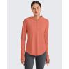 image:imageG4Free Skimetic Womens UPF 50 Sun Shirts with Hoodie Long Sleeve Workout Tops Half Zip Rash Guard Hiking FishingBurnt Orange