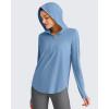 image:imageG4Free Skimetic Womens UPF 50 Sun Shirts with Hoodie Long Sleeve Workout Tops Half Zip Rash Guard Hiking FishingDusty Blue