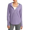 image:imageG4Free Skimetic Womens UPF 50 Sun Shirts with Hoodie Long Sleeve Workout Tops Half Zip Rash Guard Hiking FishingGray Purple
