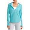 image:imageG4Free Skimetic Womens UPF 50 Sun Shirts with Hoodie Long Sleeve Workout Tops Half Zip Rash Guard Hiking FishingLake Blue