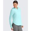 image:imageG4Free Skimetic Womens UPF 50 Sun Shirts with Hoodie Long Sleeve Workout Tops Half Zip Rash Guard Hiking FishingLight Blue