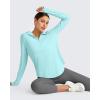 image:imageG4Free Skimetic Womens UPF 50 Sun Shirts with Hoodie Long Sleeve Workout Tops Half Zip Rash Guard Hiking FishingLight Blue