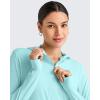 image:imageG4Free Skimetic Womens UPF 50 Sun Shirts with Hoodie Long Sleeve Workout Tops Half Zip Rash Guard Hiking FishingLight Blue