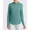 image:imageG4Free Skimetic Womens UPF 50 Sun Shirts with Hoodie Long Sleeve Workout Tops Half Zip Rash Guard Hiking FishingMyrtle Green
