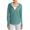 image:imageG4Free Skimetic Womens UPF 50 Sun Shirts with Hoodie Long Sleeve Workout Tops Half Zip Rash Guard Hiking FishingMyrtle Green