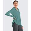 image:imageG4Free Skimetic Womens UPF 50 Sun Shirts with Hoodie Long Sleeve Workout Tops Half Zip Rash Guard Hiking FishingMyrtle Green