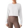 image:imageG4Free Lightbreeze Drawstring Hem Workout Tops Women  UPF 50 UV Shirts Long Sleeve Crop with Thumbholes Loose FitWhite