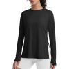 image:imageG4Free Lightbreeze Side Slits Workout Long Sleeve Shirts for Women  UPF 50 Crewneck Tops with Thumbholes Loose CasualBlack