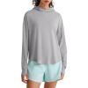 image:imageG4Free Lightbreeze UPF 50 UV Long Sleeve Shirts for Women  Sun Hoodie with Thumholes Hiking CasualSilver Gray