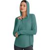 image:imageG4Free Skimetic Womens UPF 50 Sun Shirts with Hoodie Long Sleeve Workout Tops Half Zip Rash Guard Hiking FishingMyrtle Green