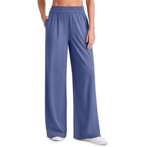image:imageG4Free Chillwhisp Lightweight Flowy Wide Leg Pants Women Elastic Waist Palazzo Pants Summer Beach VacationDusky Purple