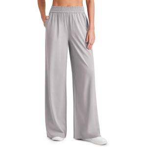 image:imageG4Free Chillwhisp Lightweight Flowy Wide Leg Pants Women Elastic Waist Palazzo Pants Summer Beach VacationGrey