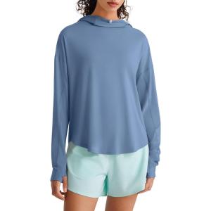 image:imageG4Free Lightbreeze UPF 50 UV Long Sleeve Shirts for Women  Sun Hoodie with Thumholes Hiking CasualDusty Blue