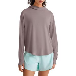image:imageG4Free Lightbreeze UPF 50 UV Long Sleeve Shirts for Women  Sun Hoodie with Thumholes Hiking CasualGray Lilac