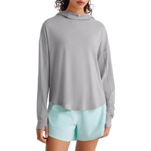 image:imageG4Free Lightbreeze UPF 50 UV Long Sleeve Shirts for Women  Sun Hoodie with Thumholes Hiking CasualSilver Gray