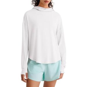 image:imageG4Free Lightbreeze UPF 50 UV Long Sleeve Shirts for Women  Sun Hoodie with Thumholes Hiking CasualWhite