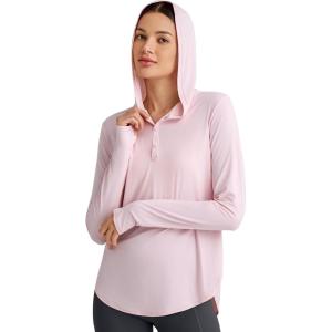 image:imageG4Free Skimetic Womens UPF 50 Sun Shirts with Hoodie Long Sleeve Workout Tops Half Zip Rash Guard Hiking FishingPink