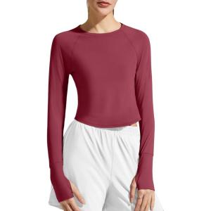 image:imageG4Free Womens UPF 50 Long Sleeve Rash Guard Athletic ShirtBurgundy