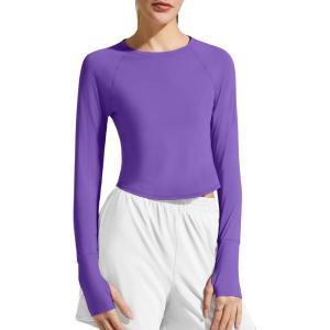 image:imageG4Free Womens UPF 50 Long Sleeve Rash Guard Athletic ShirtDark Purple