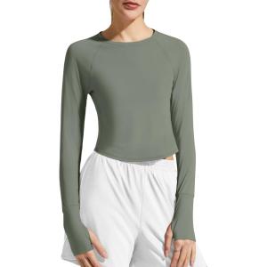image:imageG4Free Womens UPF 50 Long Sleeve Rash Guard Athletic ShirtGray Olive
