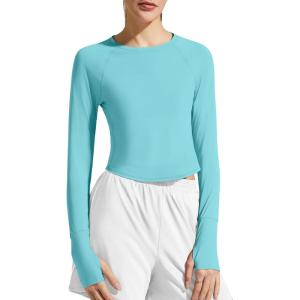 image:imageG4Free Womens UPF 50 Long Sleeve Rash Guard Athletic ShirtLake Blue