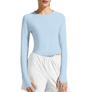 image:imageG4Free Womens UPF 50 Long Sleeve Rash Guard Athletic ShirtLight Denim