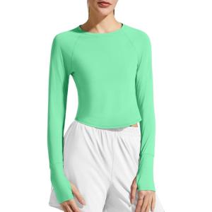 image:imageG4Free Womens UPF 50 Long Sleeve Rash Guard Athletic ShirtMint Green
