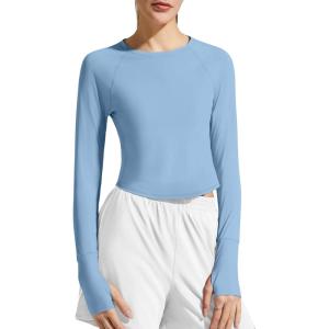 image:imageG4Free Womens UPF 50 Long Sleeve Rash Guard Athletic ShirtSmog Blue
