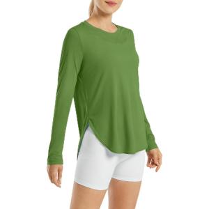 image:imageG4Free Womens UPF 50 UV Shirts Long Sleeve Workout Sun Shirt Outdoor Gym Hiking Tops Quick Dry Lightweight Casual YogaArmy Green