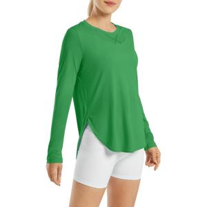 image:imageG4Free Womens UPF 50 UV Shirts Long Sleeve Workout Sun Shirt Outdoor Gym Hiking Tops Quick Dry Lightweight Casual YogaForest Green