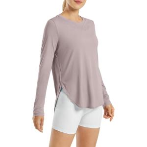 image:imageG4Free Womens UPF 50 UV Shirts Long Sleeve Workout Sun Shirt Outdoor Gym Hiking Tops Quick Dry Lightweight Casual YogaGray Lilac