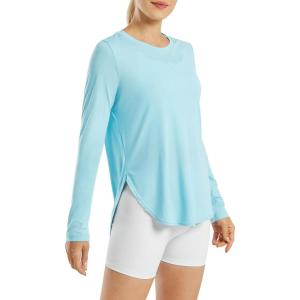 image:imageG4Free Womens UPF 50 UV Shirts Long Sleeve Workout Sun Shirt Outdoor Gym Hiking Tops Quick Dry Lightweight Casual YogaLight Blue