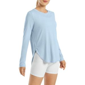 image:imageG4Free Womens UPF 50 UV Shirts Long Sleeve Workout Sun Shirt Outdoor Gym Hiking Tops Quick Dry Lightweight Casual YogaLight Denim