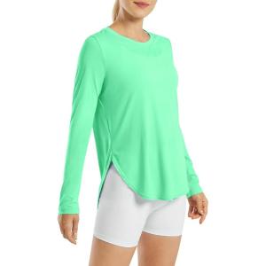 image:imageG4Free Womens UPF 50 UV Shirts Long Sleeve Workout Sun Shirt Outdoor Gym Hiking Tops Quick Dry Lightweight Casual YogaMint Green